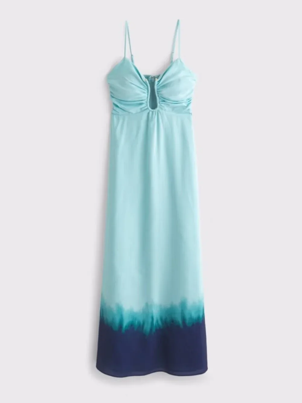 Abercrombie & Fitch Turquoise Ombré Silver Hardware Cut Out Maxi Dress Bra-Free